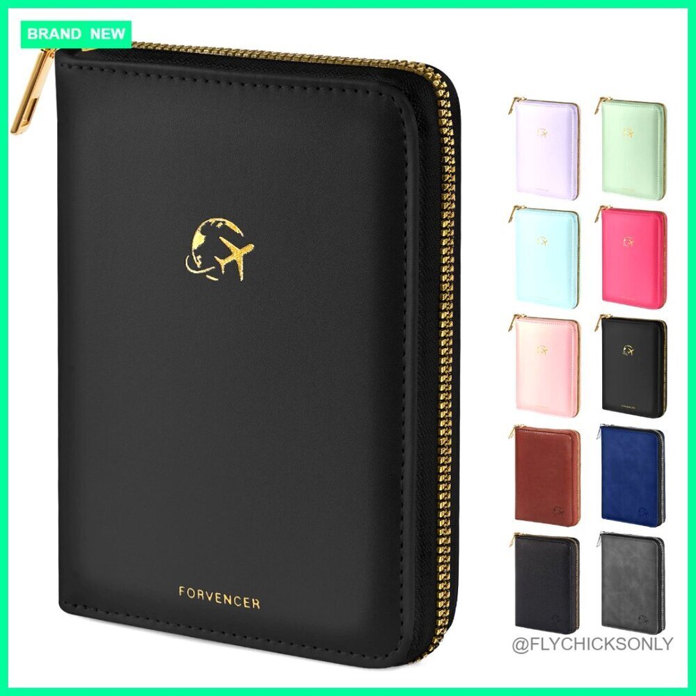 RFID Blocking Passport Holder with Zipper Closure, Travel Wallet